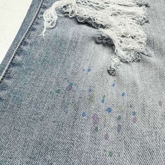 Judy Blue Jeans Womens 3 26 Boyfriend Blue Denim Rainbow Paint Splatter Distress - Picture 13 of 13